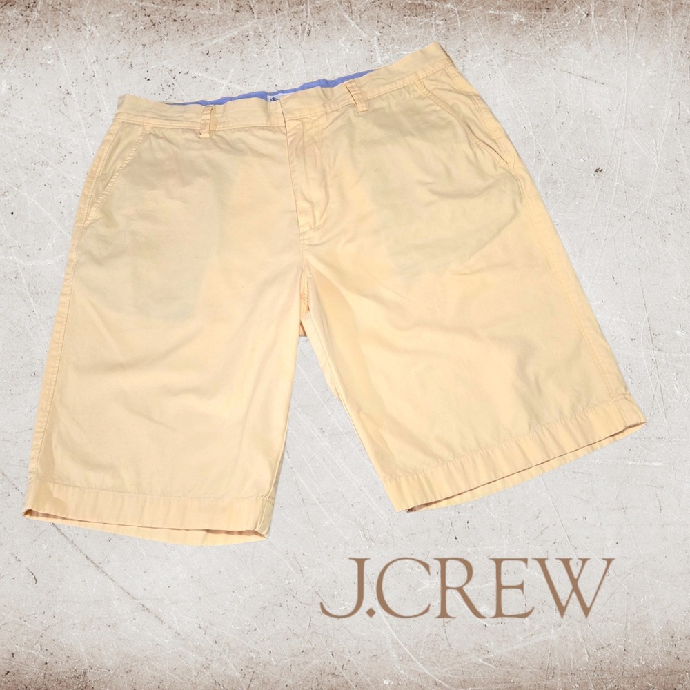 J.Crew Chino Shorts Mens Classic Cotton Casual Pale Yellow 34